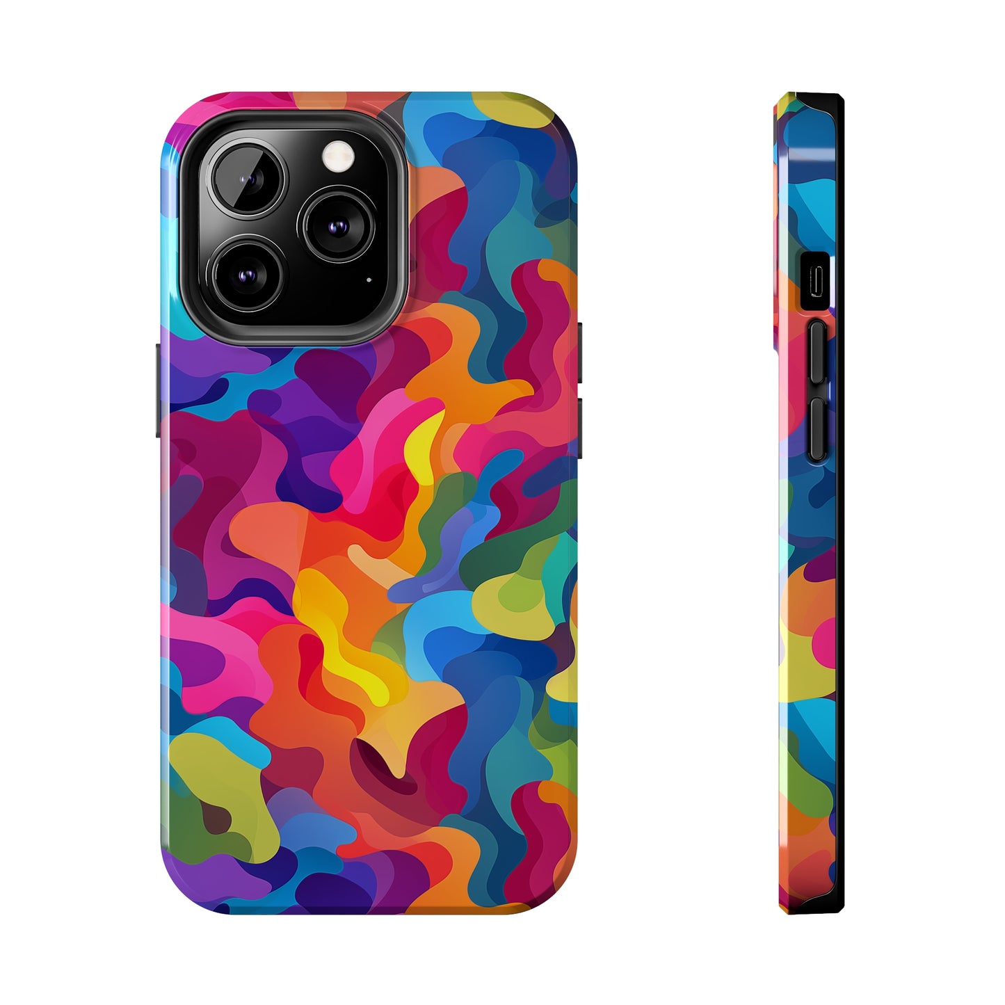 Rainbow Camouflage, iPhone 7, 8, X, 11, 12, 13, 14, 15+ case.