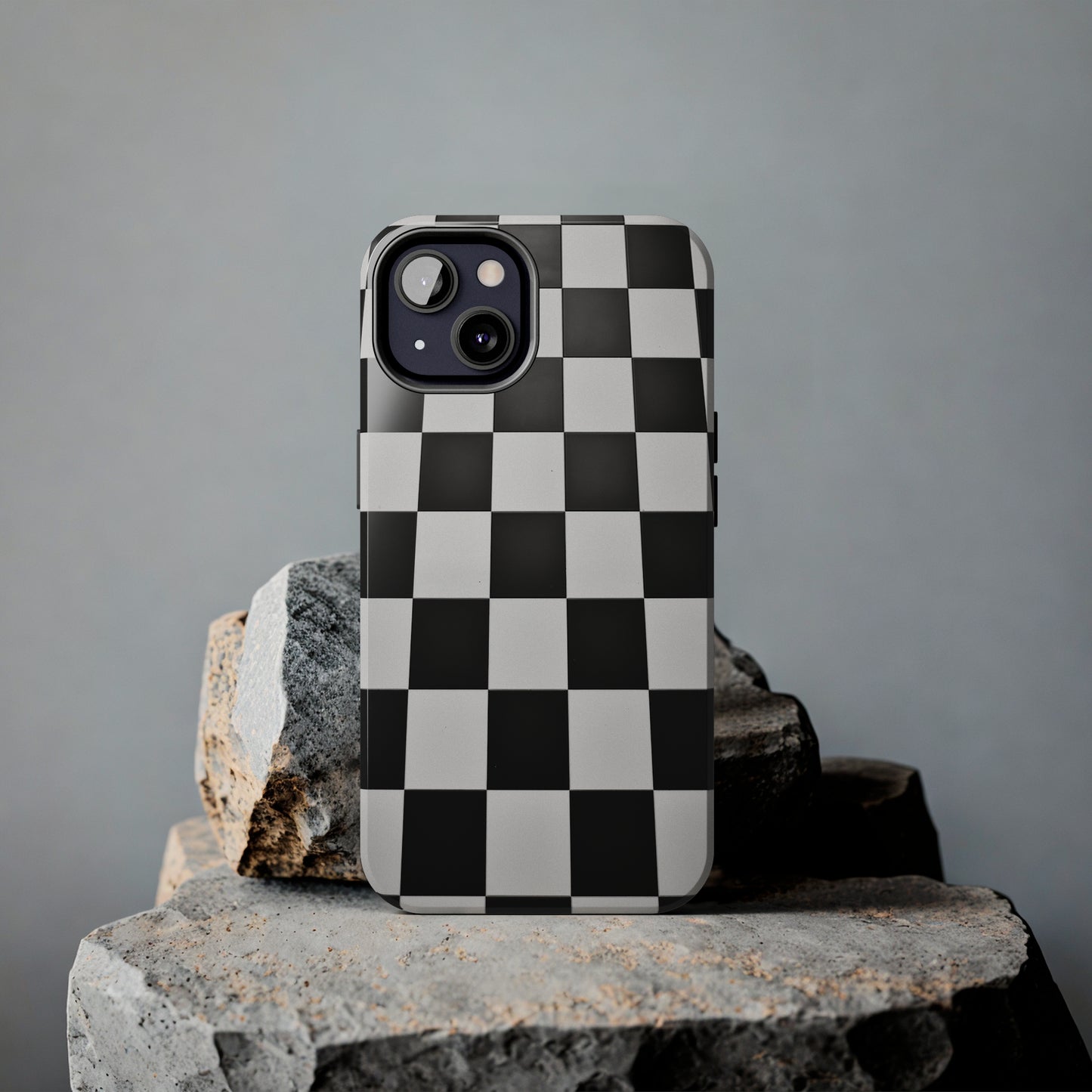 Checkered black and white, iPhone 7, 8, X, 11, 12, 13, 14, 15+ case.