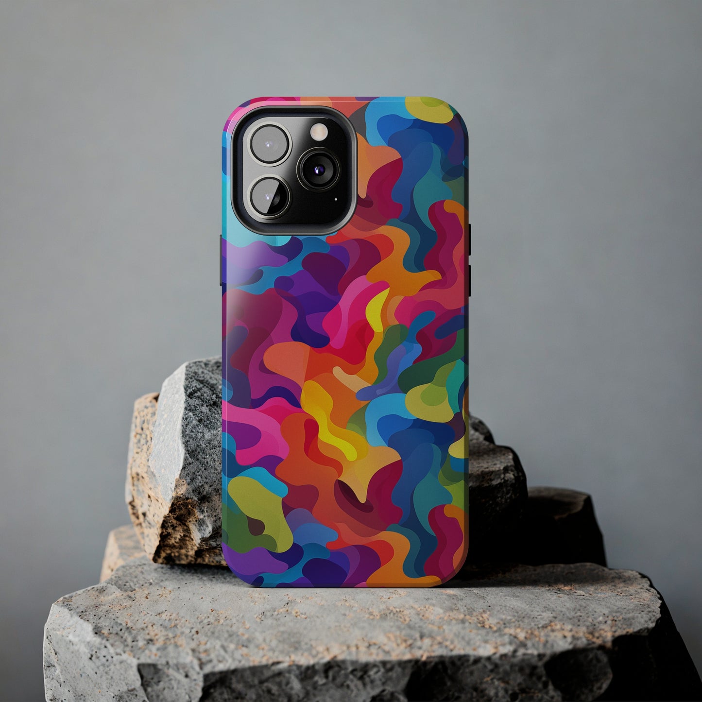 Rainbow Camouflage, iPhone 7, 8, X, 11, 12, 13, 14, 15+ case.