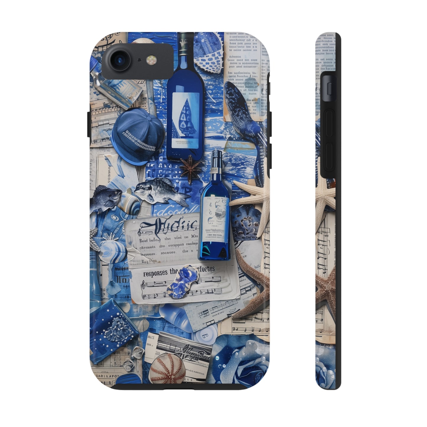 Various blue collage 03, iPhone 7, 8, X, 11, 12, 13, 14, 15+ case.