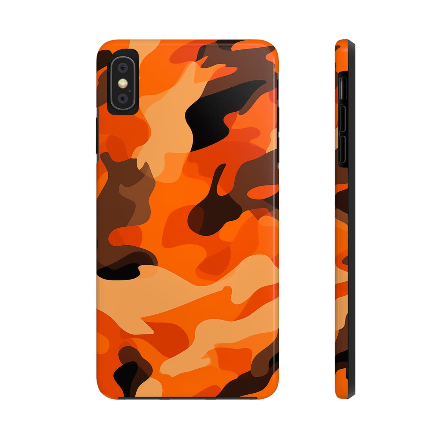 Orange Camouflage, iPhone 7, 8, X, 11, 12, 13, 14, 15+ case.