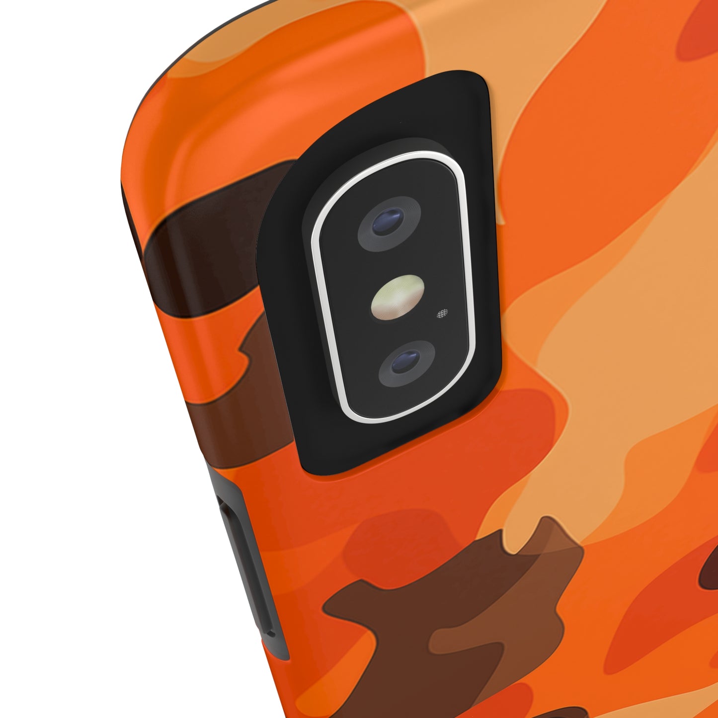 Orange Camouflage, iPhone 7, 8, X, 11, 12, 13, 14, 15+ case.