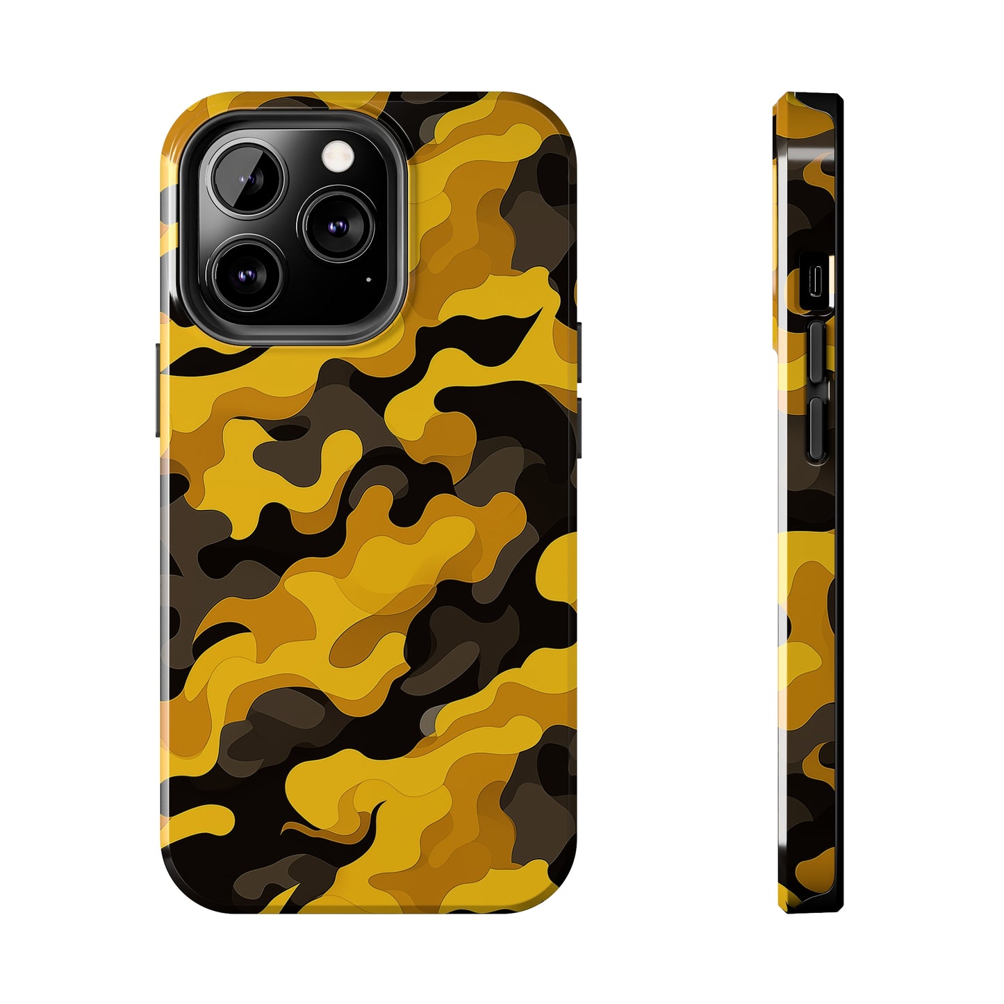 Yellow Camouflage, iPhone 7, 8, X, 11, 12, 13, 14, 15+ case.