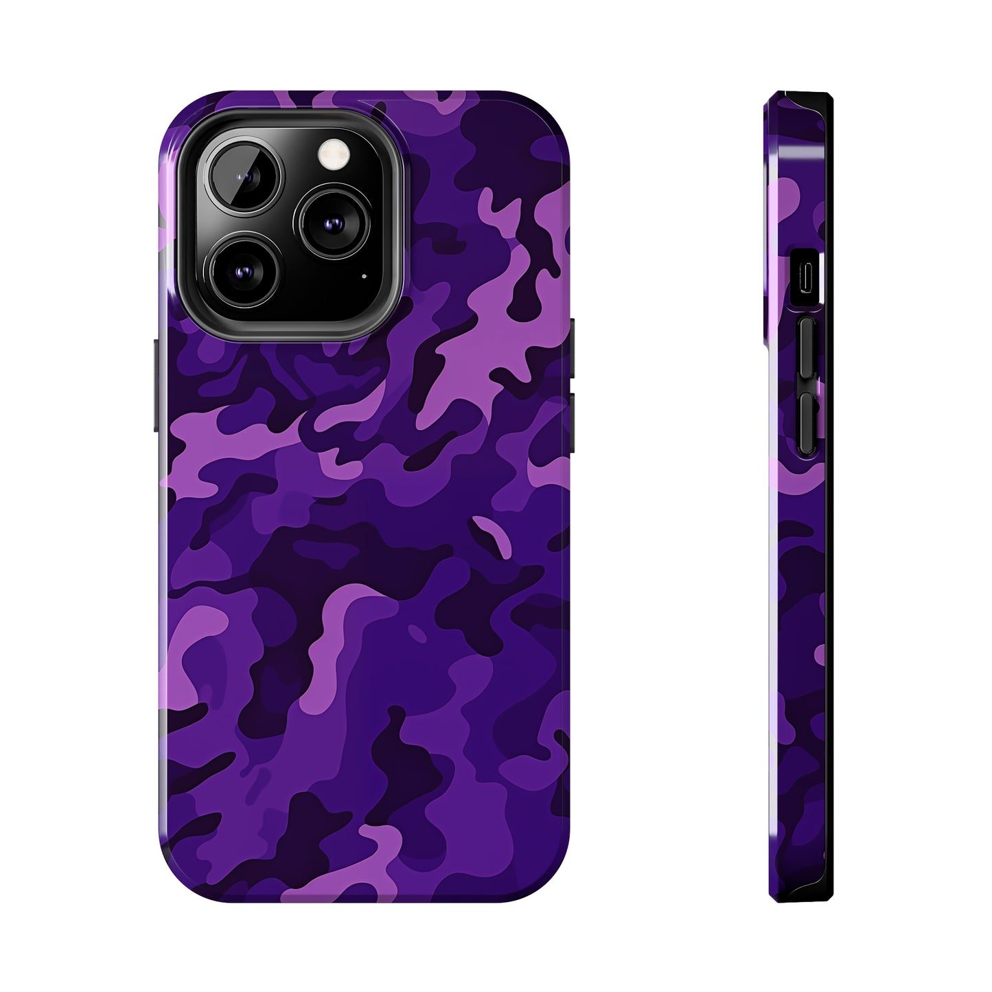 Purple Camouflage, iPhone 7, 8, X, 11, 12, 13, 14, 15+ case.