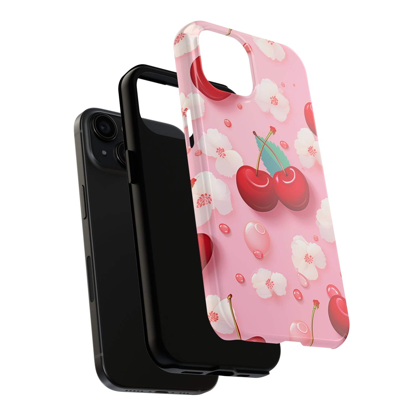 Cherries and Cherry Blossoms #02, iPhone 7, 8, X, 11, 12, 13, 14, 15+ case.