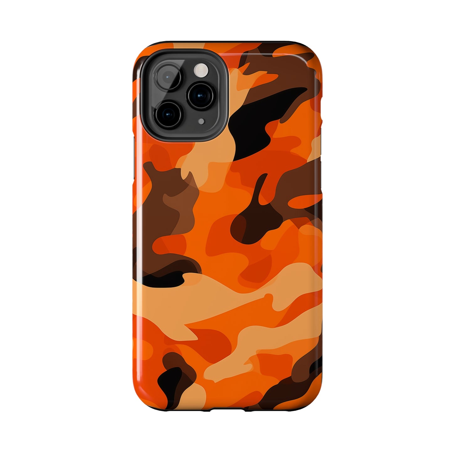 Orange Camouflage, iPhone 7, 8, X, 11, 12, 13, 14, 15+ case.