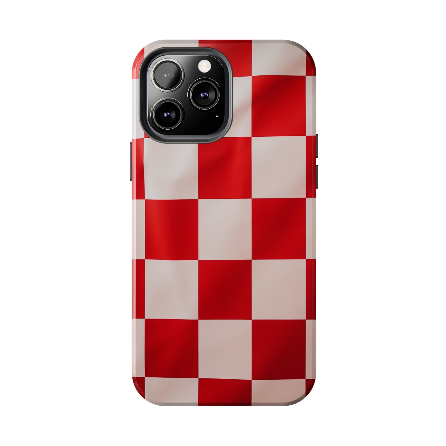 Checkered red, iPhone 7, 8, X, 11, 12, 13, 14, 15+ case.