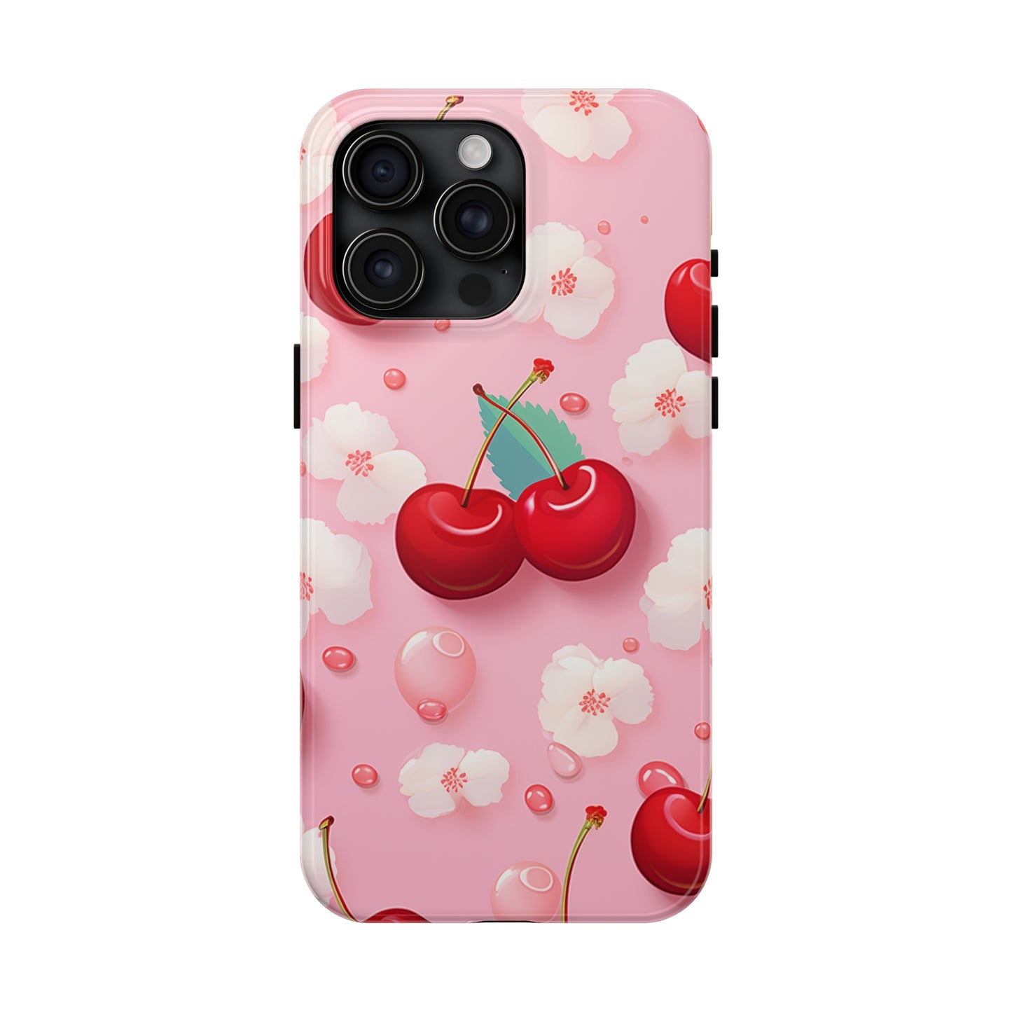 Cherries and Cherry Blossoms #02, iPhone 7, 8, X, 11, 12, 13, 14, 15+ case.