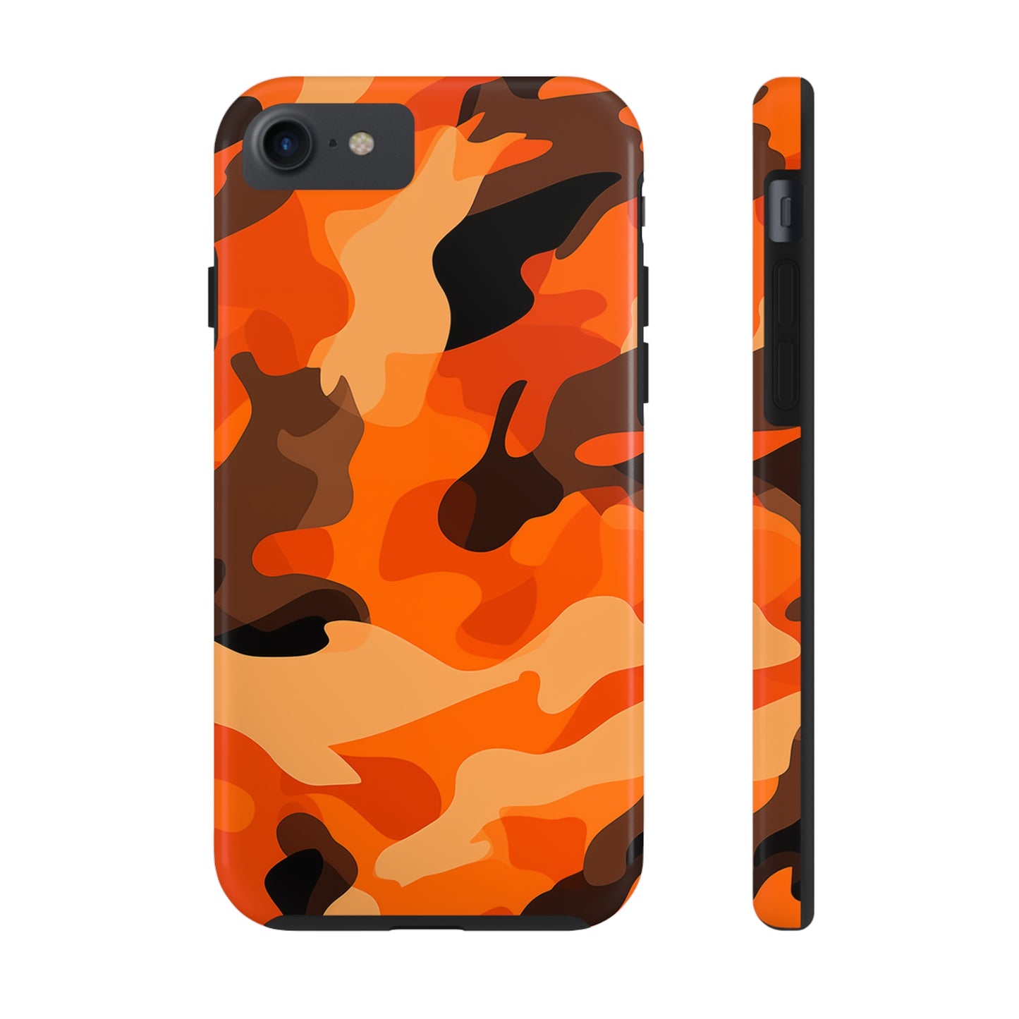 Orange Camouflage, iPhone 7, 8, X, 11, 12, 13, 14, 15+ case.