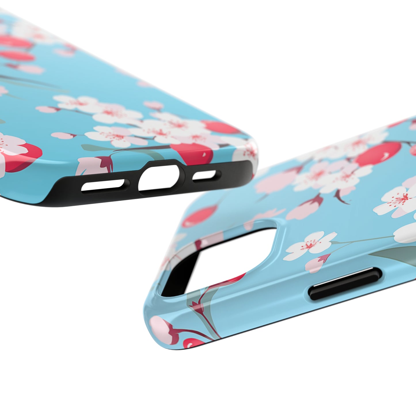 Cherries and Cherry Blossoms, iPhone 7, 8, X, 11, 12, 13, 14, 15+ case.