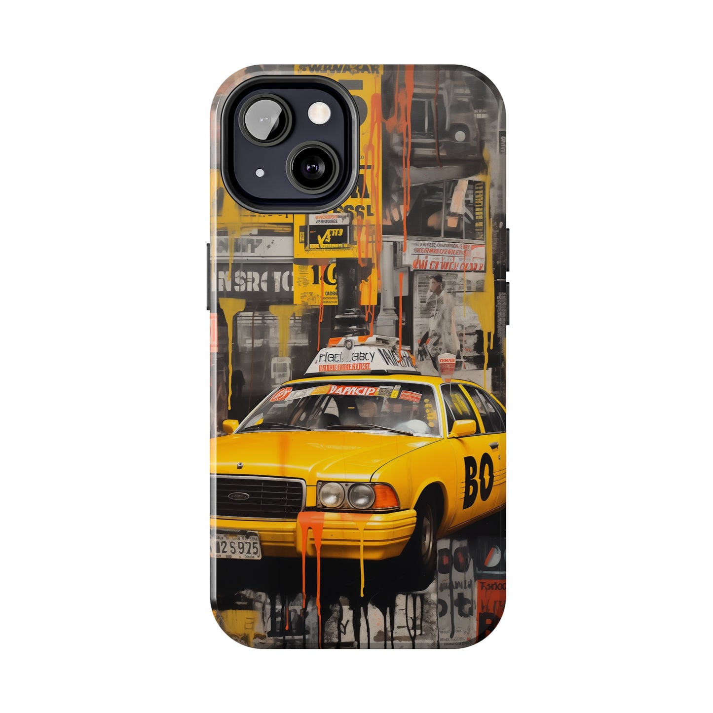 New York City, taxi cab, iPhone 7, 8, X, 11, 12, 13, 14, 15+ case.