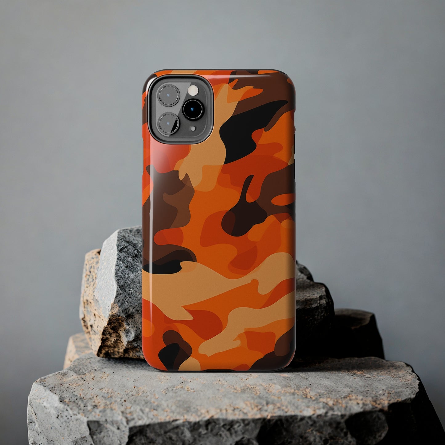 Orange Camouflage, iPhone 7, 8, X, 11, 12, 13, 14, 15+ case.