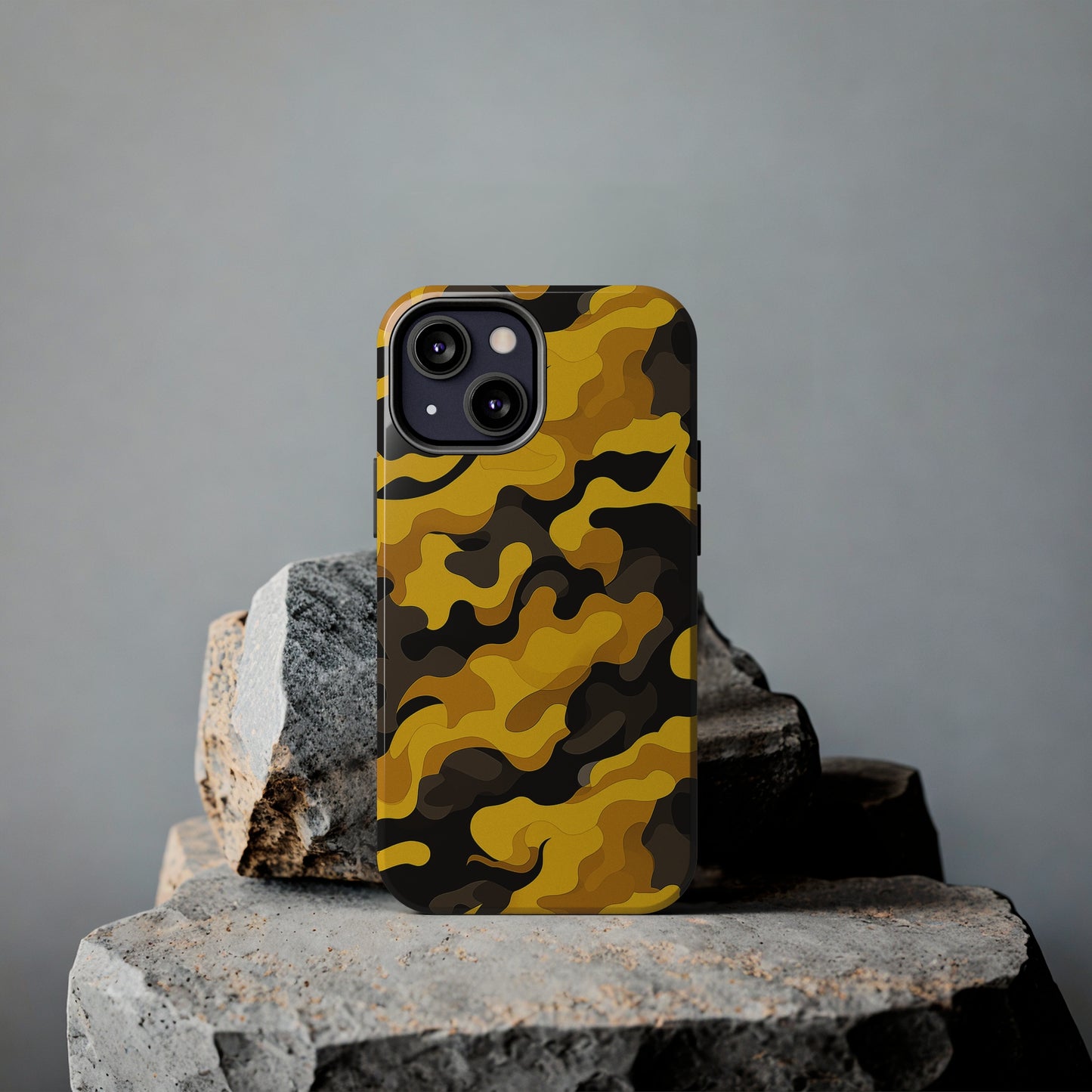 Yellow Camouflage, iPhone 7, 8, X, 11, 12, 13, 14, 15+ case.