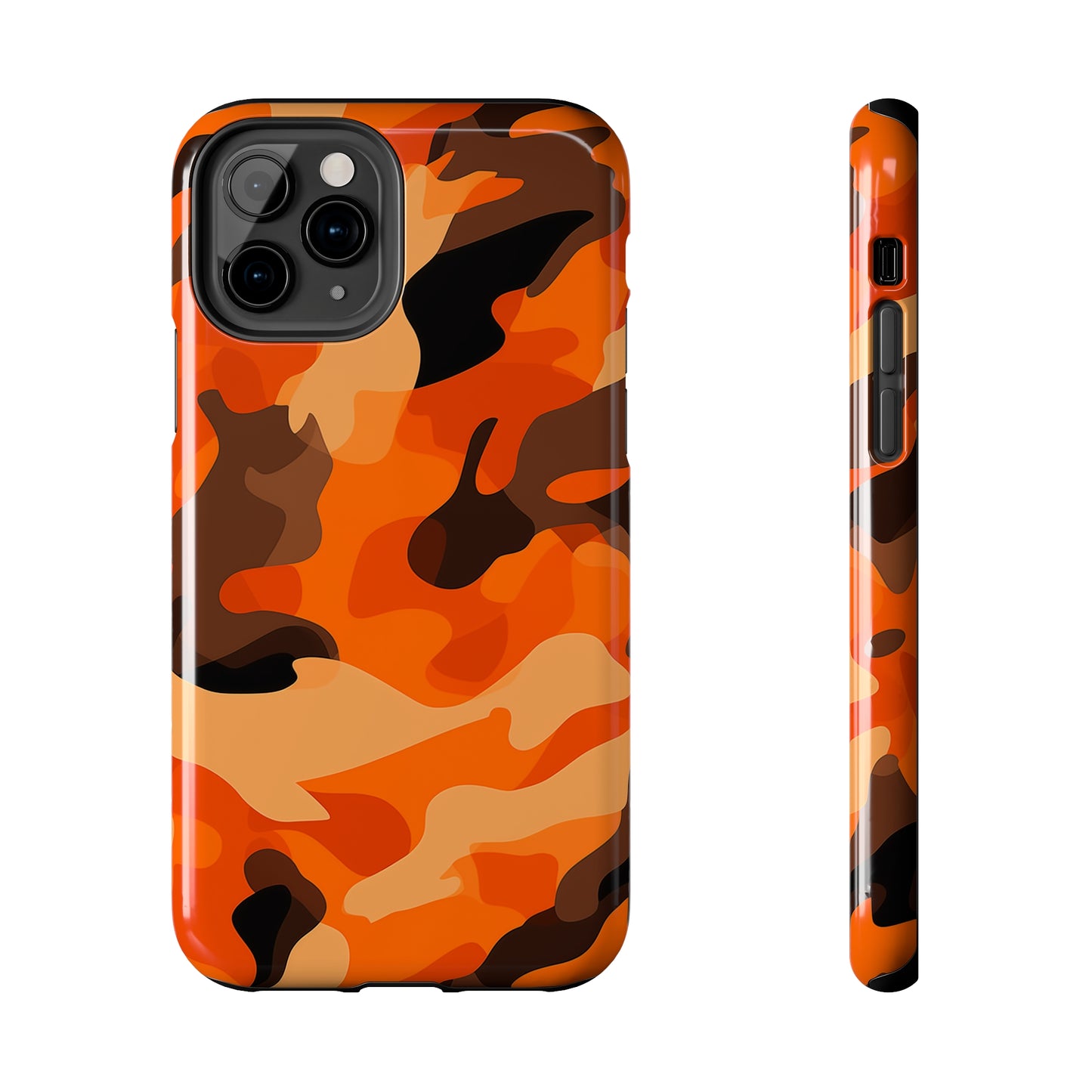 Orange Camouflage, iPhone 7, 8, X, 11, 12, 13, 14, 15+ case.