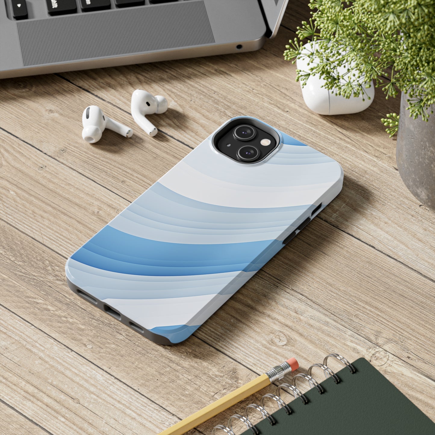 Blue Stripes #02, iPhone 7, 8, X, 11, 12, 13, 14, 15+ case.