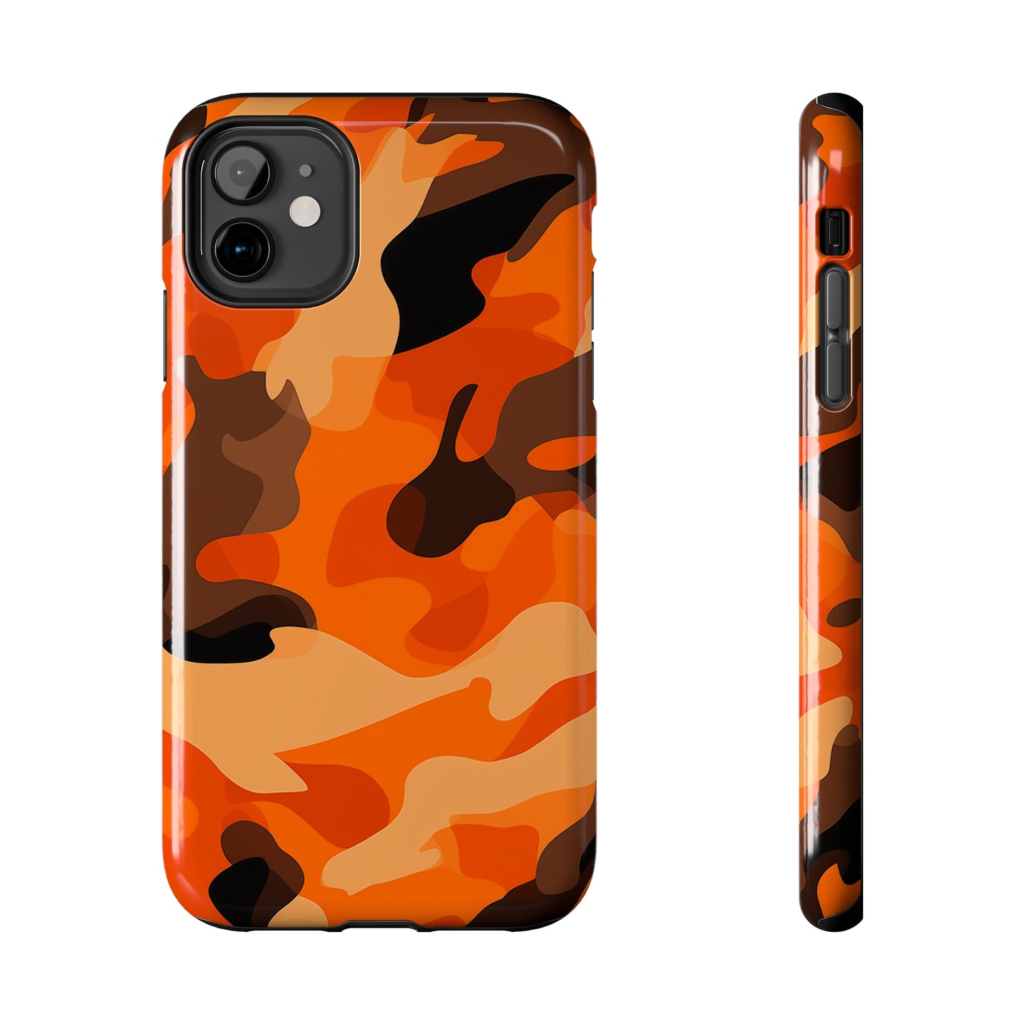 Orange Camouflage, iPhone 7, 8, X, 11, 12, 13, 14, 15+ case.