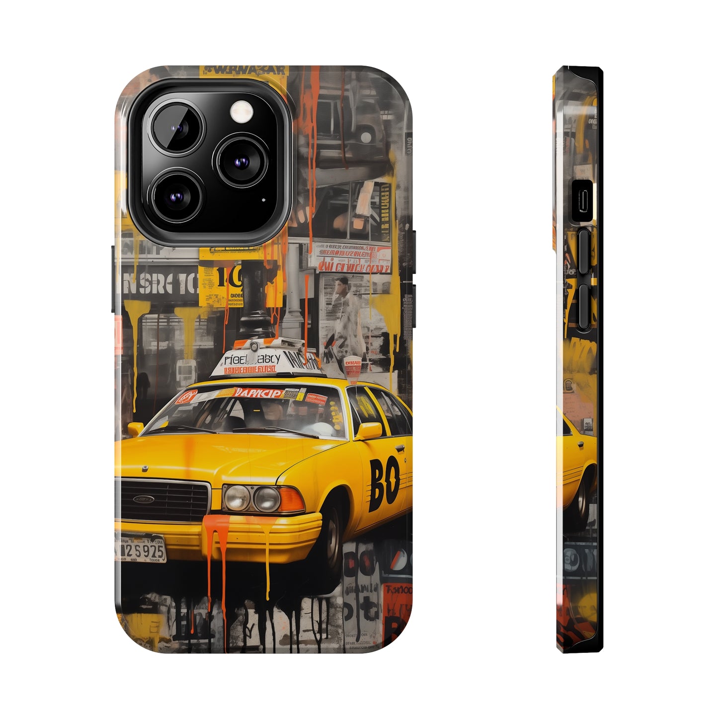 New York City, taxi cab, iPhone 7, 8, X, 11, 12, 13, 14, 15+ case.