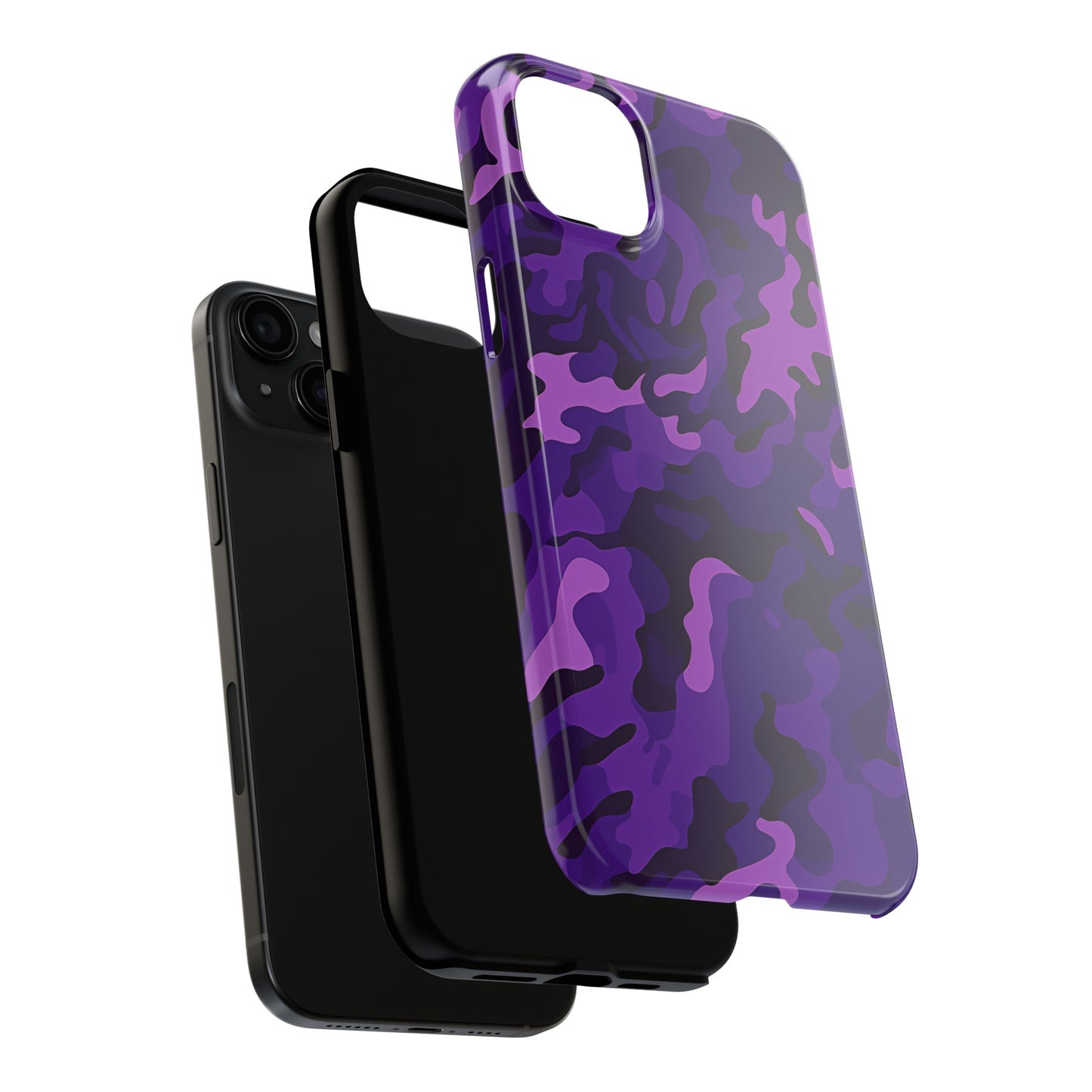 Purple Camouflage, iPhone 7, 8, X, 11, 12, 13, 14, 15+ case.