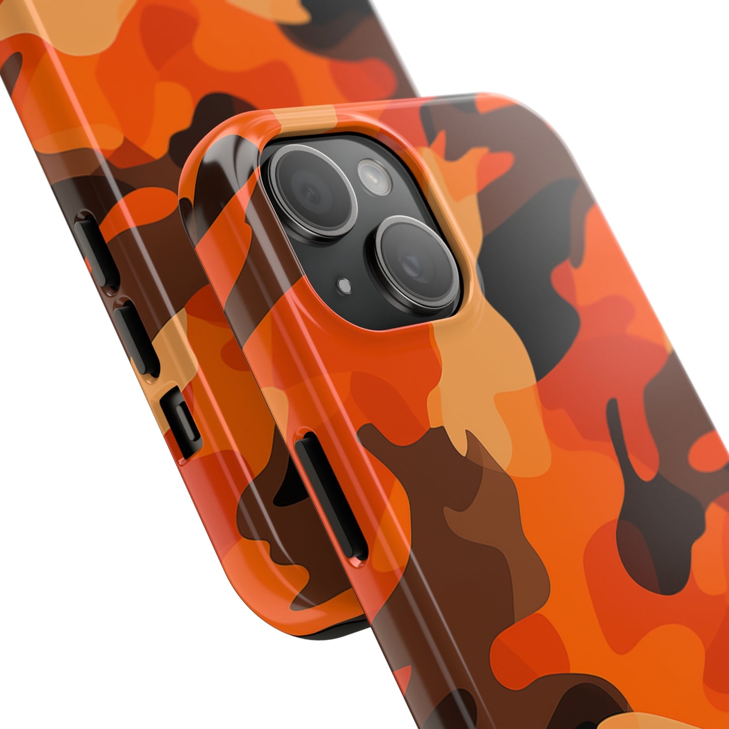 Orange Camouflage, iPhone 7, 8, X, 11, 12, 13, 14, 15+ case.