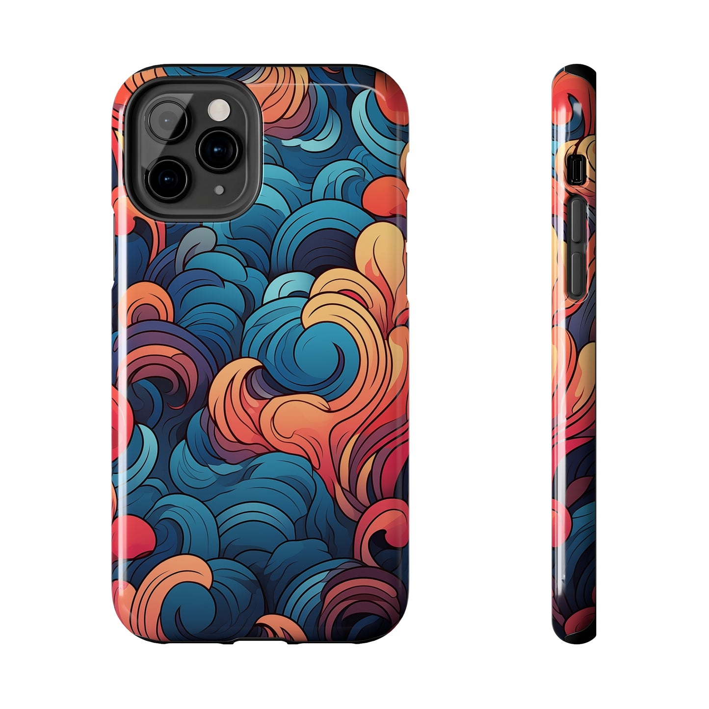 Abstract Swirls, iPhone 7, 8, X, 11, 12, 13, 14, 15+ case.