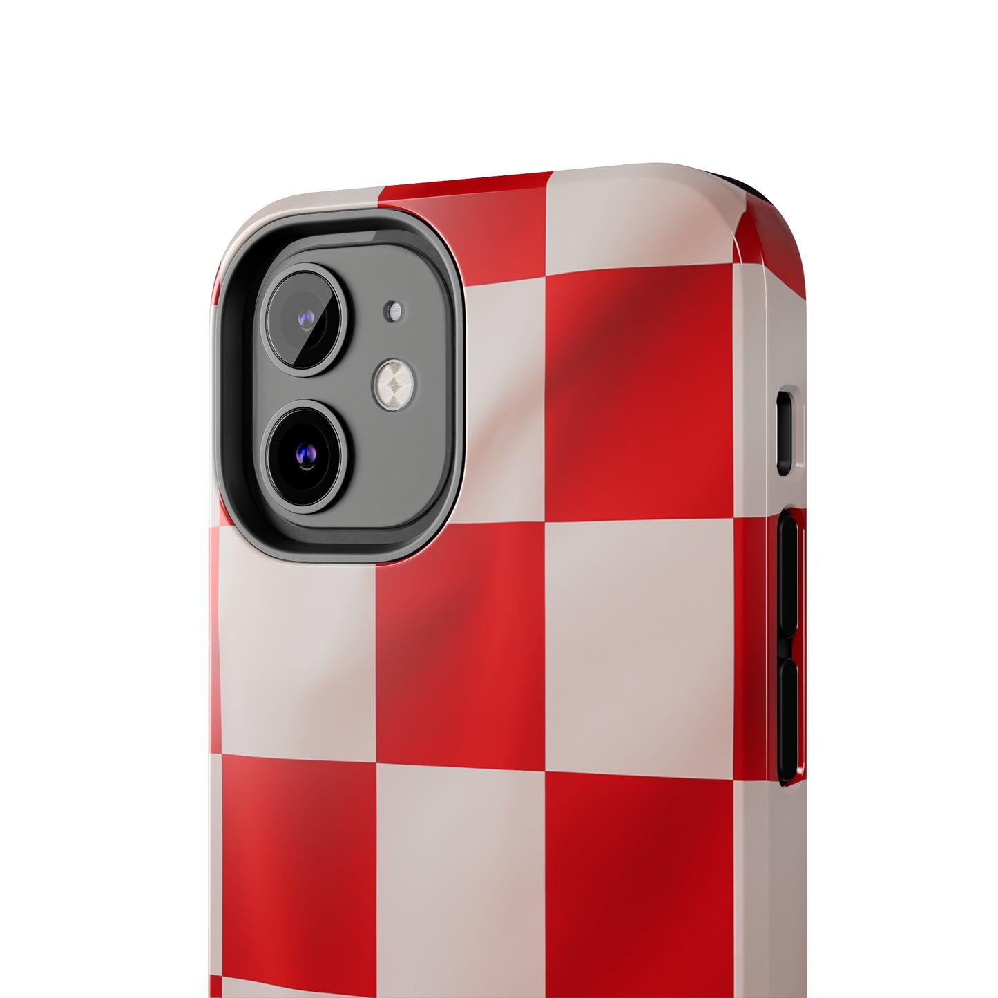 Checkered red, iPhone 7, 8, X, 11, 12, 13, 14, 15+ case.