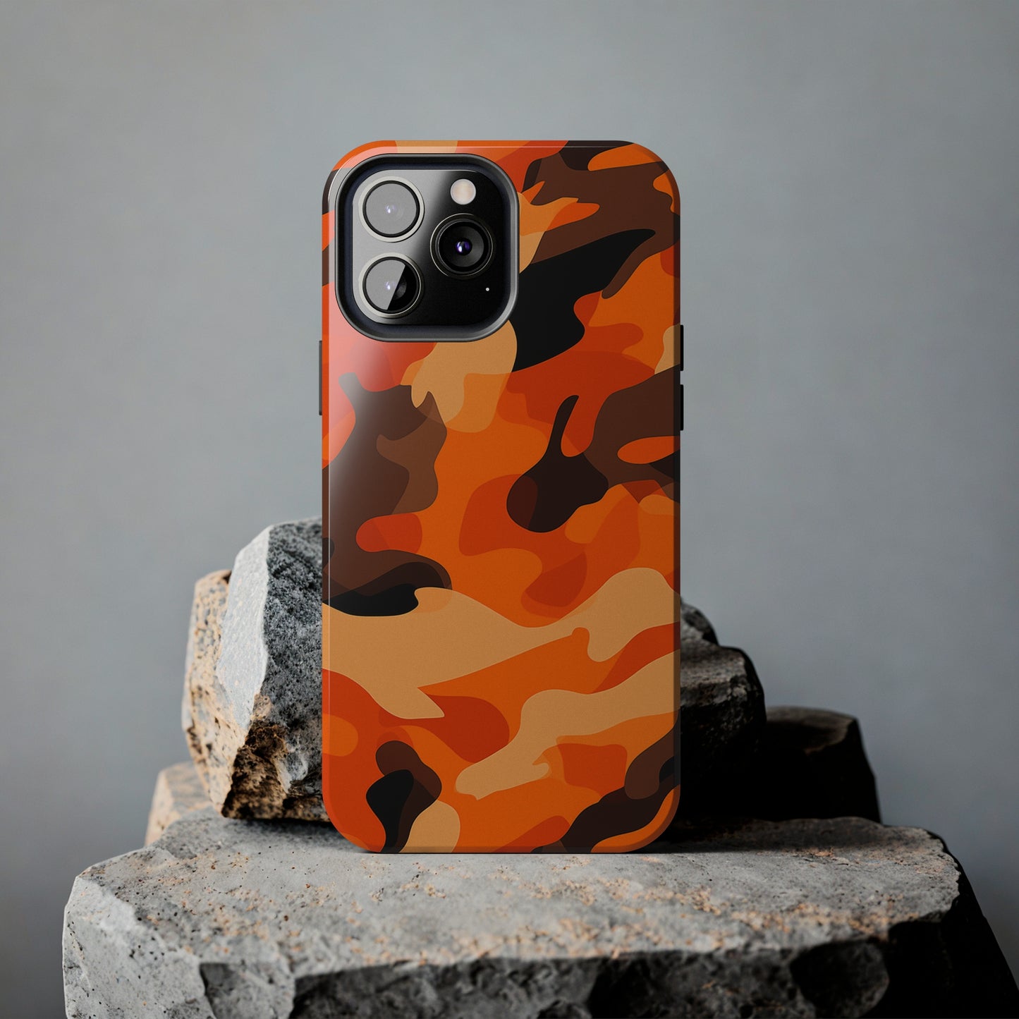 Orange Camouflage, iPhone 7, 8, X, 11, 12, 13, 14, 15+ case.