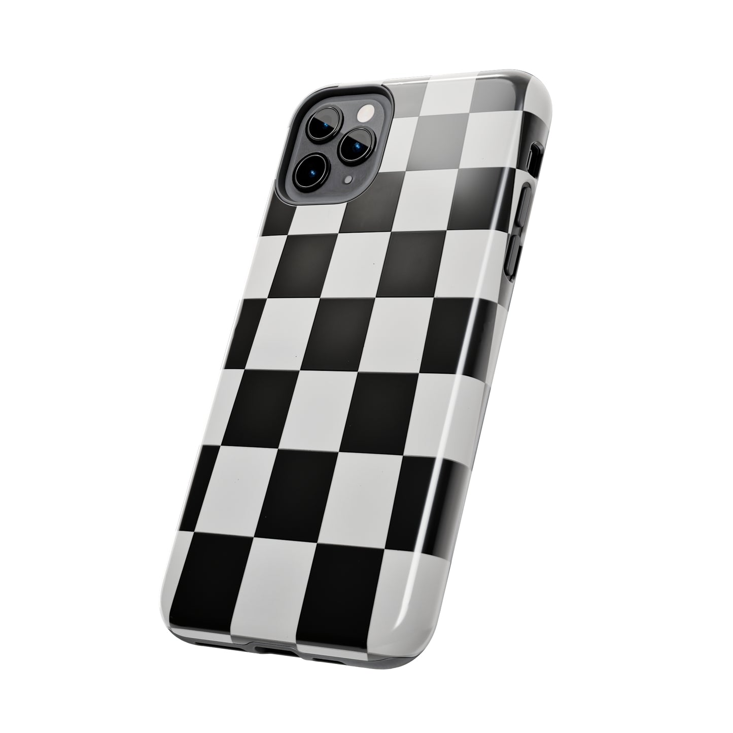 Checkered black and white, iPhone 7, 8, X, 11, 12, 13, 14, 15+ case.