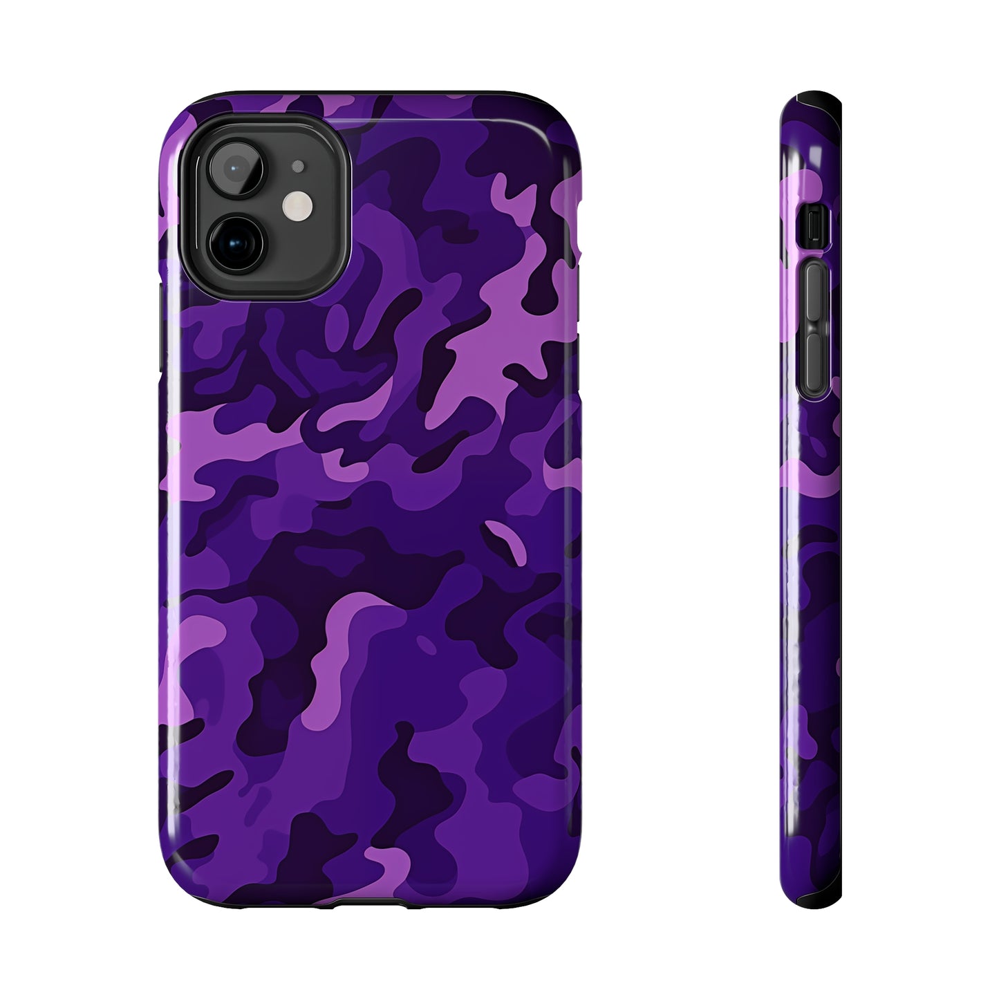 Purple Camouflage, iPhone 7, 8, X, 11, 12, 13, 14, 15+ case.