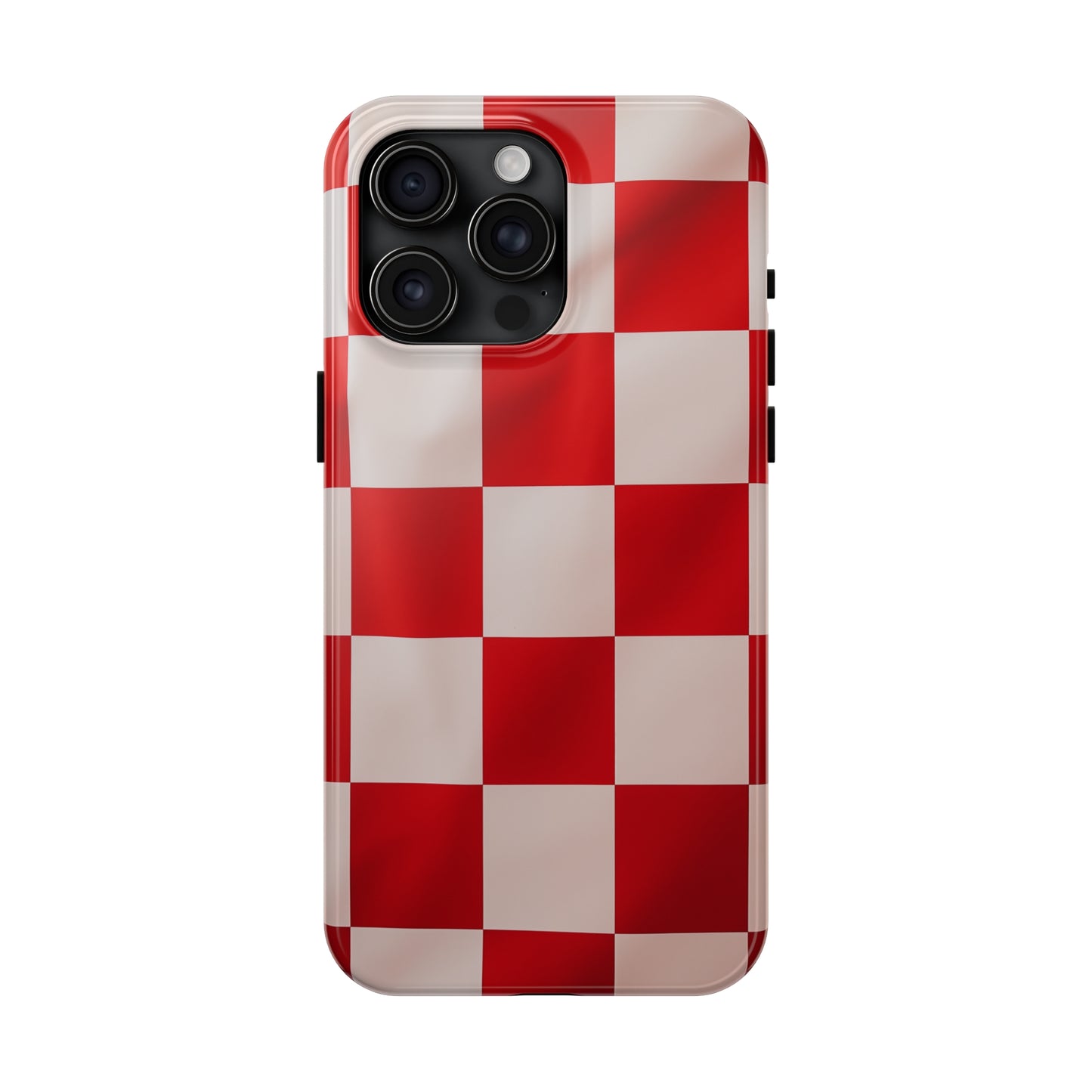 Checkered red, iPhone 7, 8, X, 11, 12, 13, 14, 15+ case.