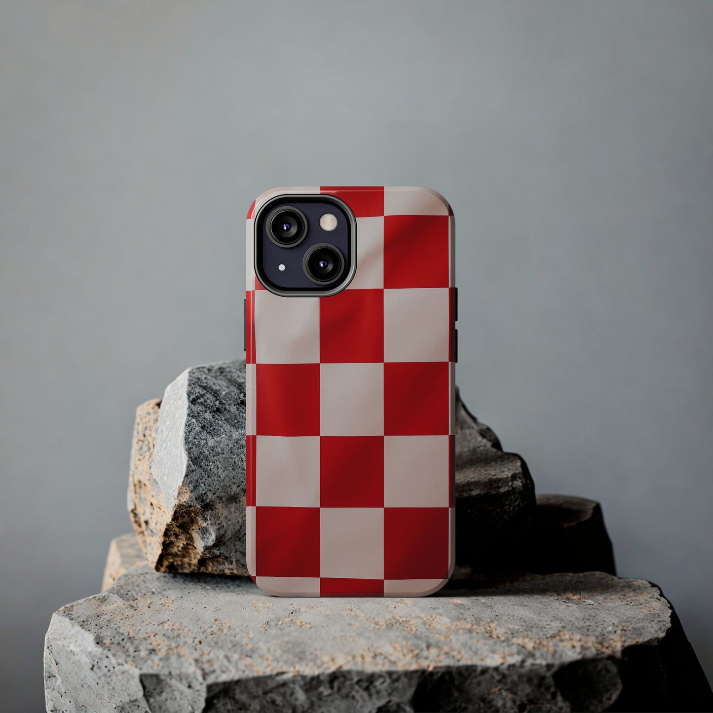 Checkered red, iPhone 7, 8, X, 11, 12, 13, 14, 15+ case.