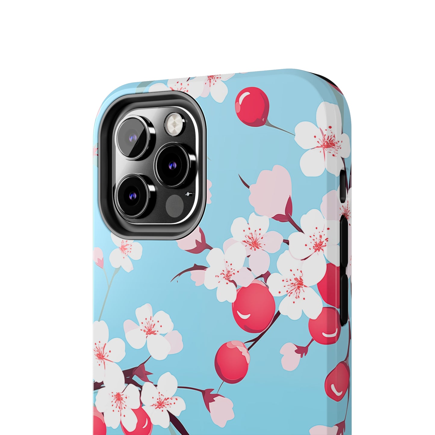 Cherries and Cherry Blossoms, iPhone 7, 8, X, 11, 12, 13, 14, 15+ case.