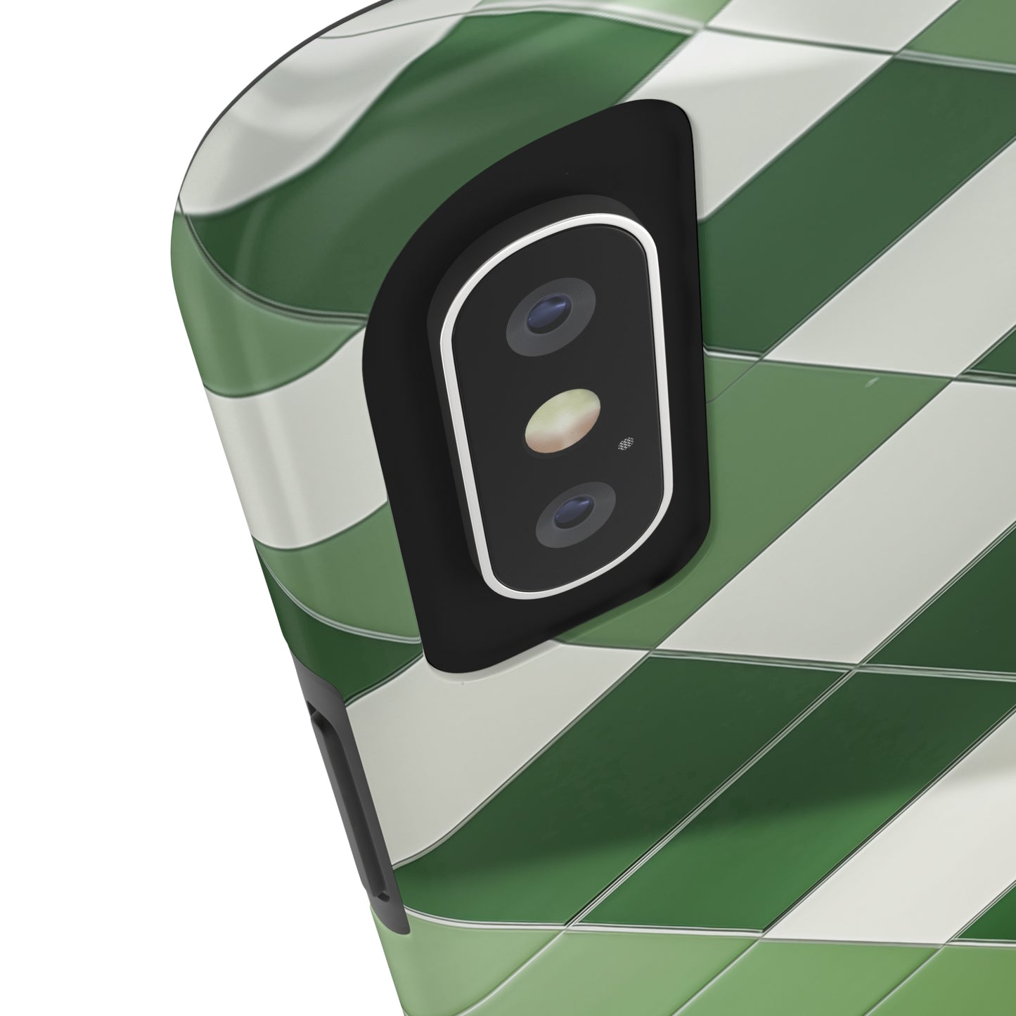 Checkered green, iPhone 7, 8, X, 11, 12, 13, 14, 15+ case.