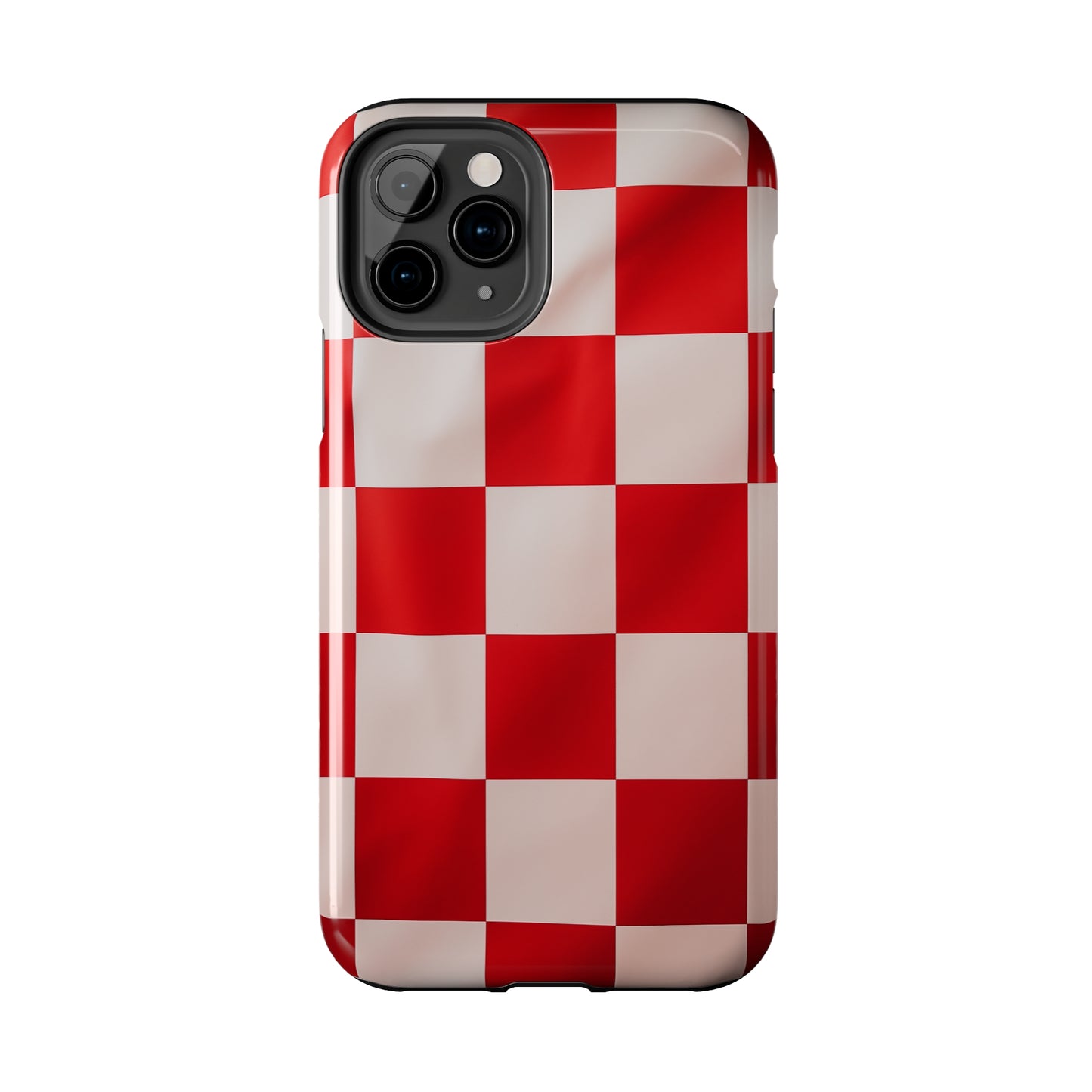 Checkered red, iPhone 7, 8, X, 11, 12, 13, 14, 15+ case.