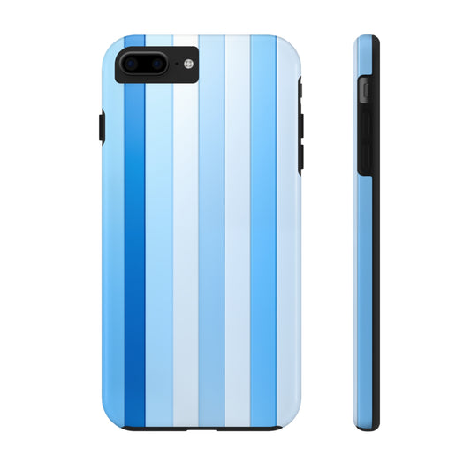 Blue stripes #01, iPhone 7, 8, X, 11, 12, 13, 14, 15+ case.