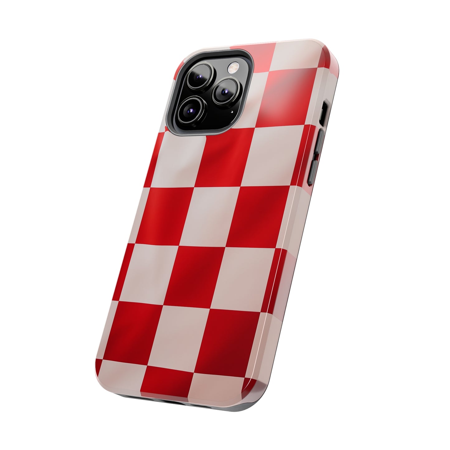 Checkered red, iPhone 7, 8, X, 11, 12, 13, 14, 15+ case.