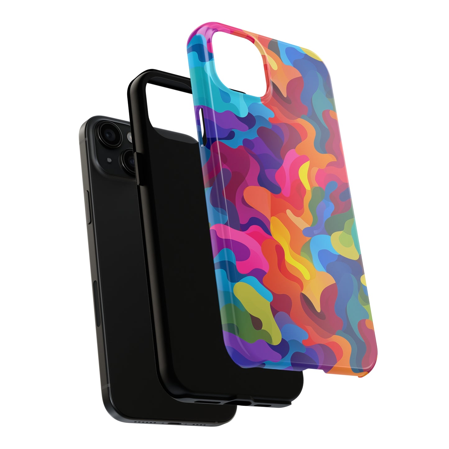 Rainbow Camouflage, iPhone 7, 8, X, 11, 12, 13, 14, 15+ case.