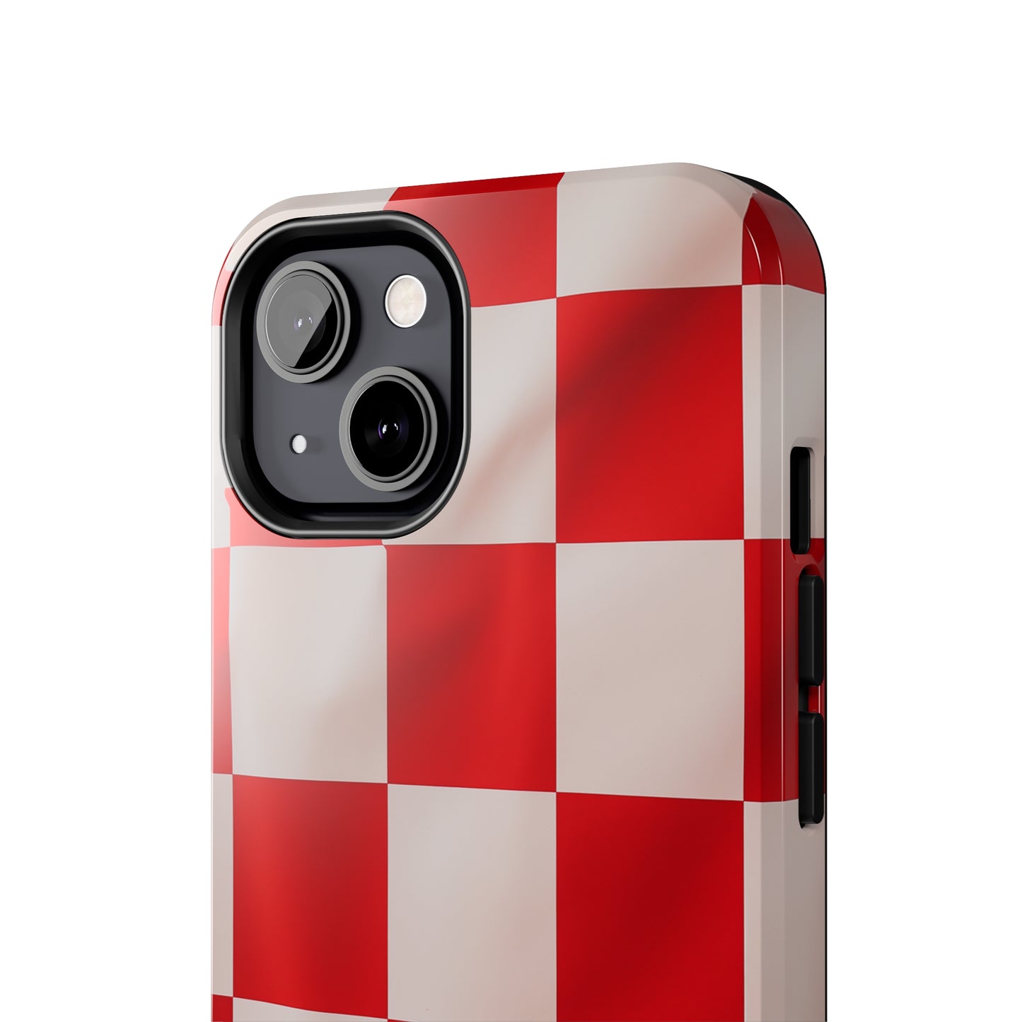 Checkered red, iPhone 7, 8, X, 11, 12, 13, 14, 15+ case.