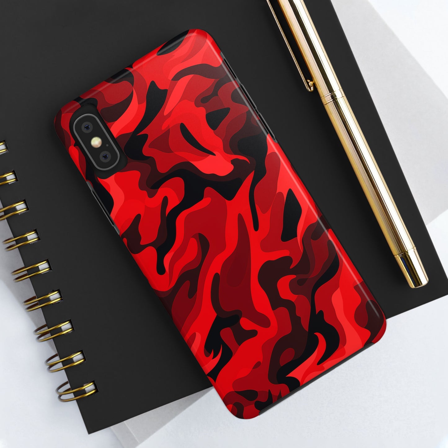 Red Camouflage, iPhone 7, 8, X, 11, 12, 13, 14, 15+ case.