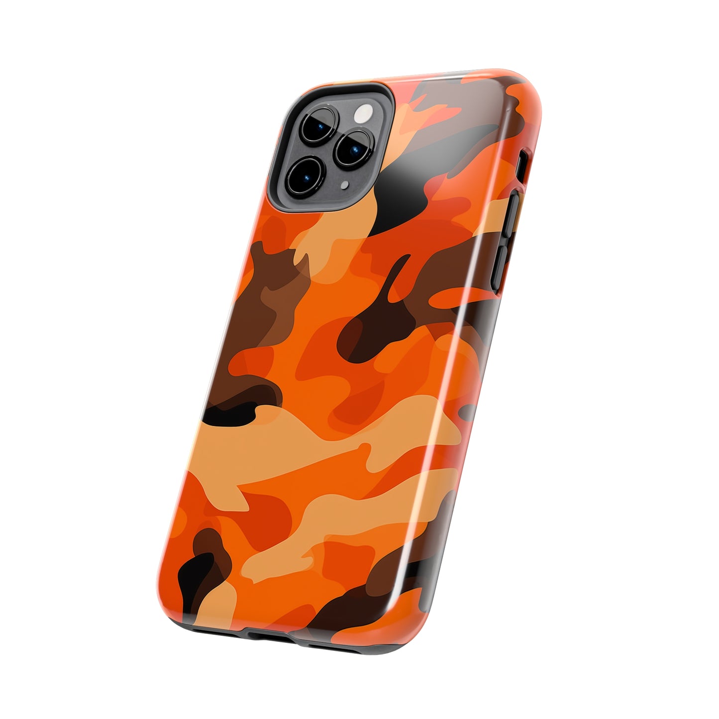 Orange Camouflage, iPhone 7, 8, X, 11, 12, 13, 14, 15+ case.