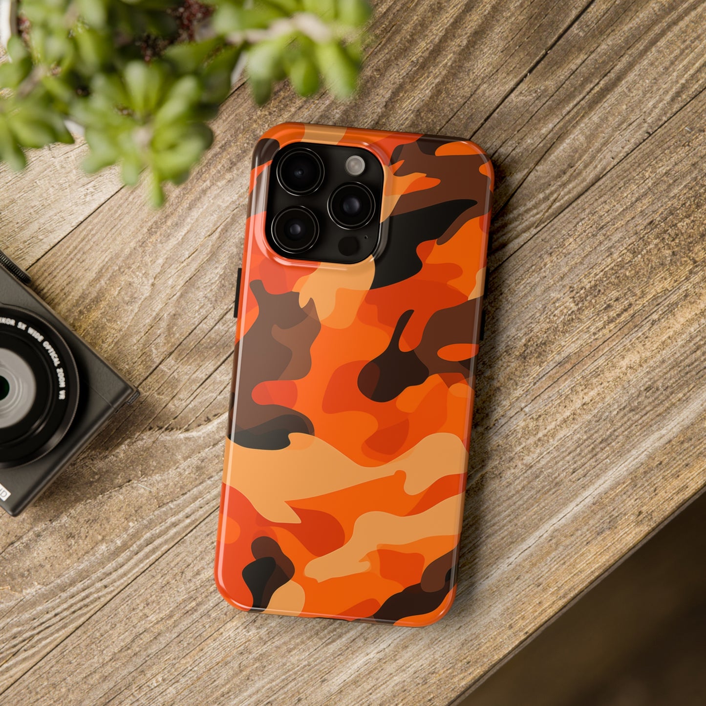 Orange Camouflage, iPhone 7, 8, X, 11, 12, 13, 14, 15+ case.