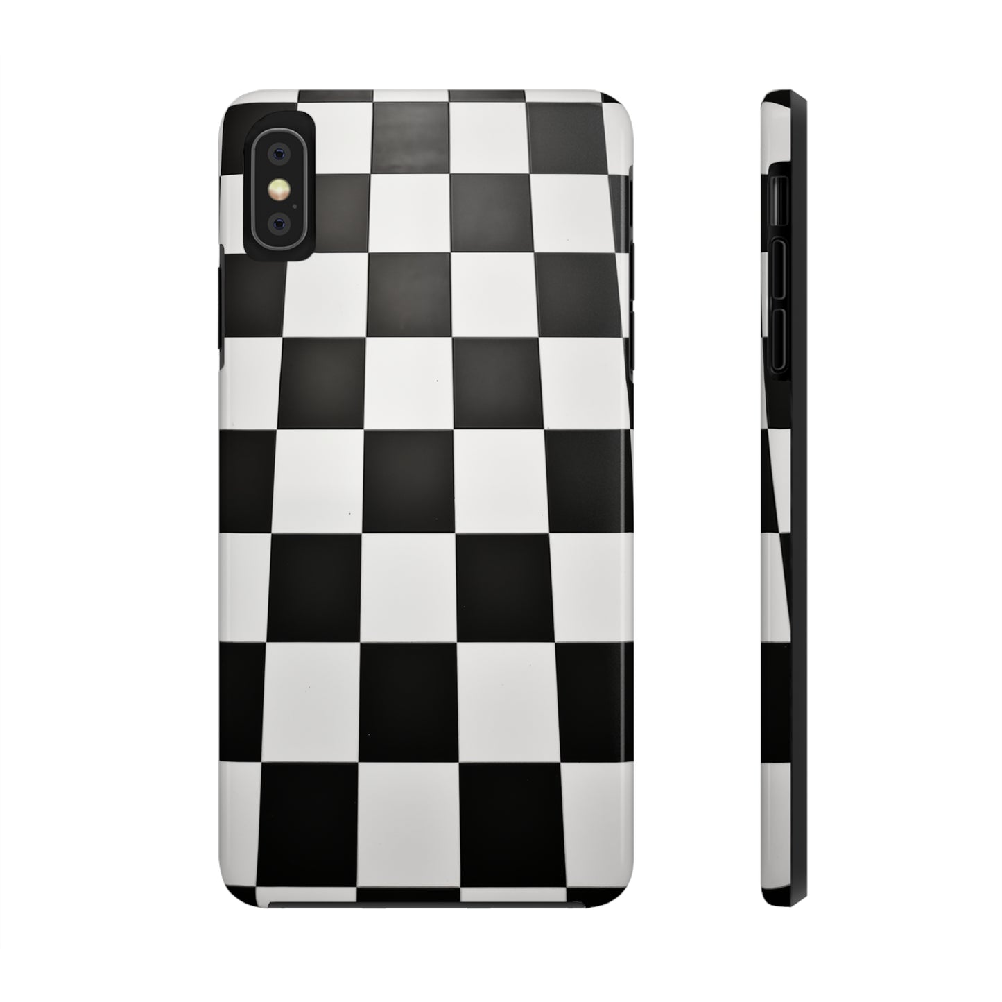 Checkered black and white, iPhone 7, 8, X, 11, 12, 13, 14, 15+ case.