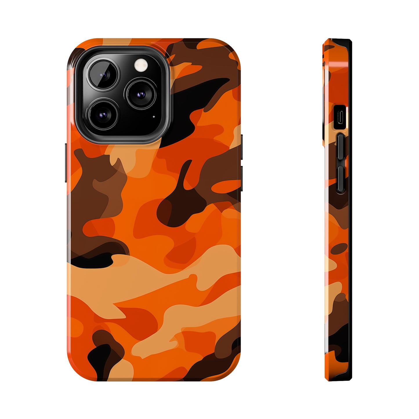 Orange Camouflage, iPhone 7, 8, X, 11, 12, 13, 14, 15+ case.