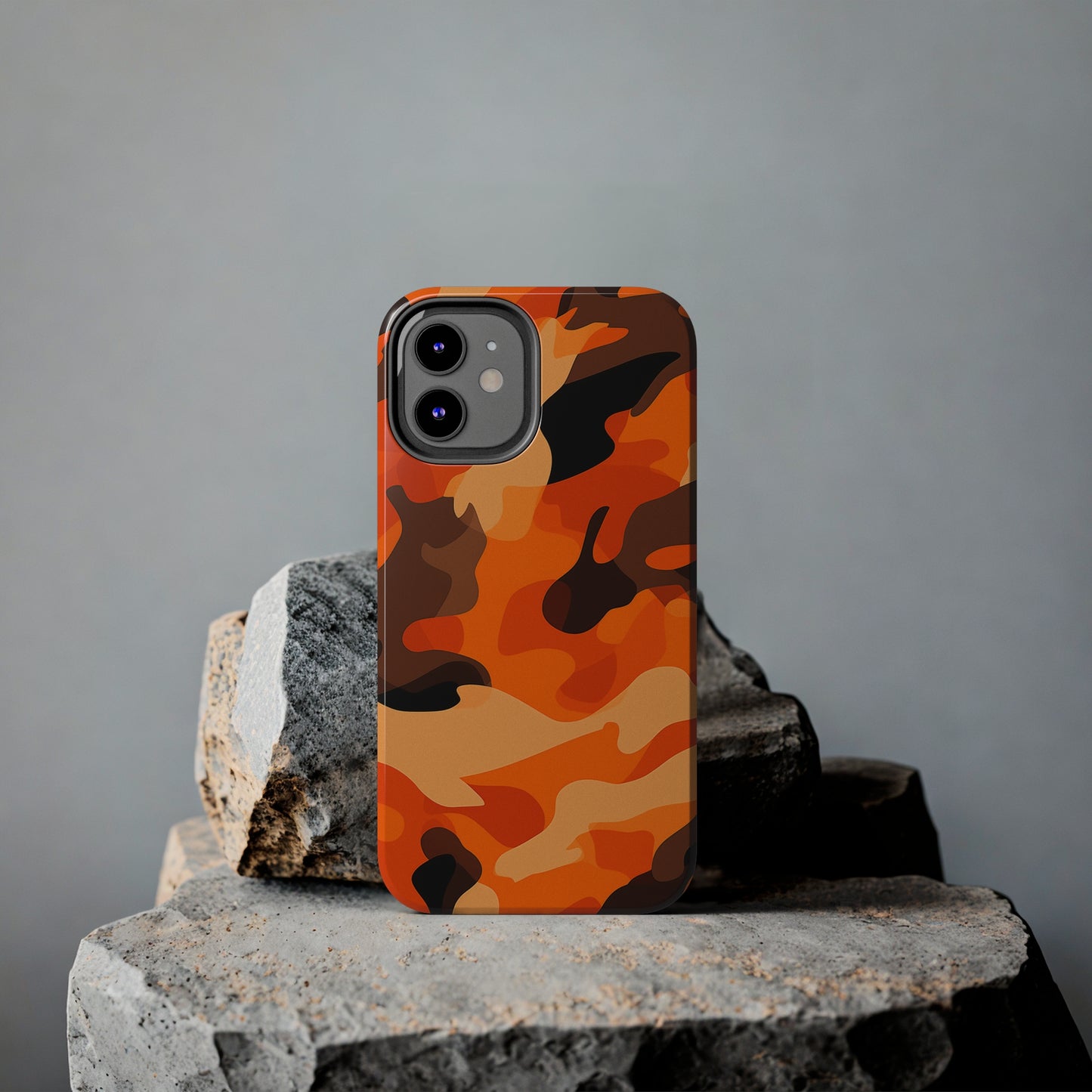 Orange Camouflage, iPhone 7, 8, X, 11, 12, 13, 14, 15+ case.