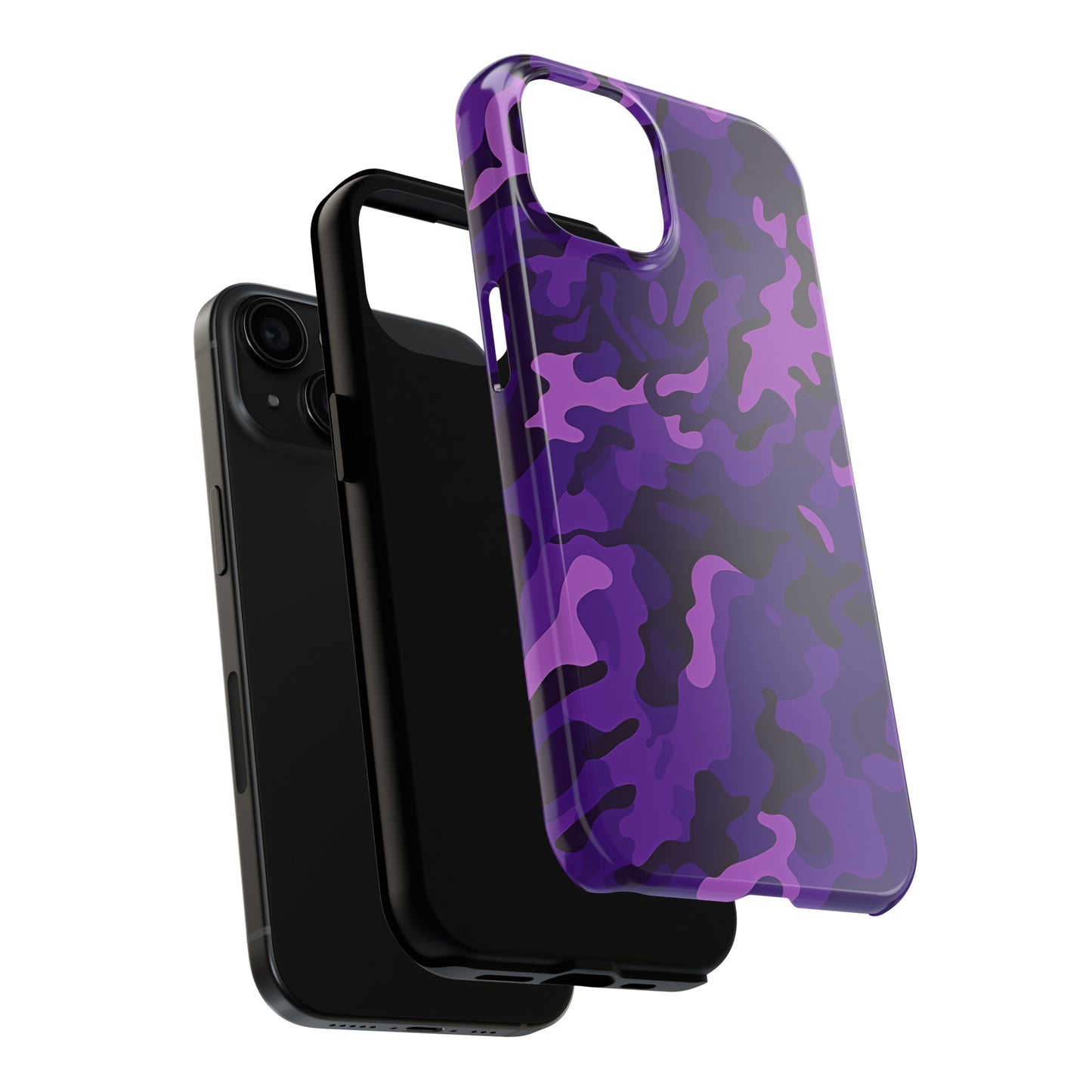 Purple Camouflage, iPhone 7, 8, X, 11, 12, 13, 14, 15+ case.