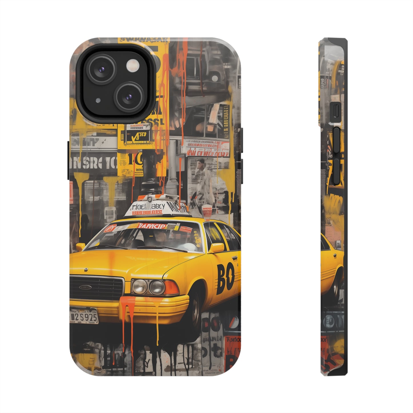 New York City, taxi cab, iPhone 7, 8, X, 11, 12, 13, 14, 15+ case.