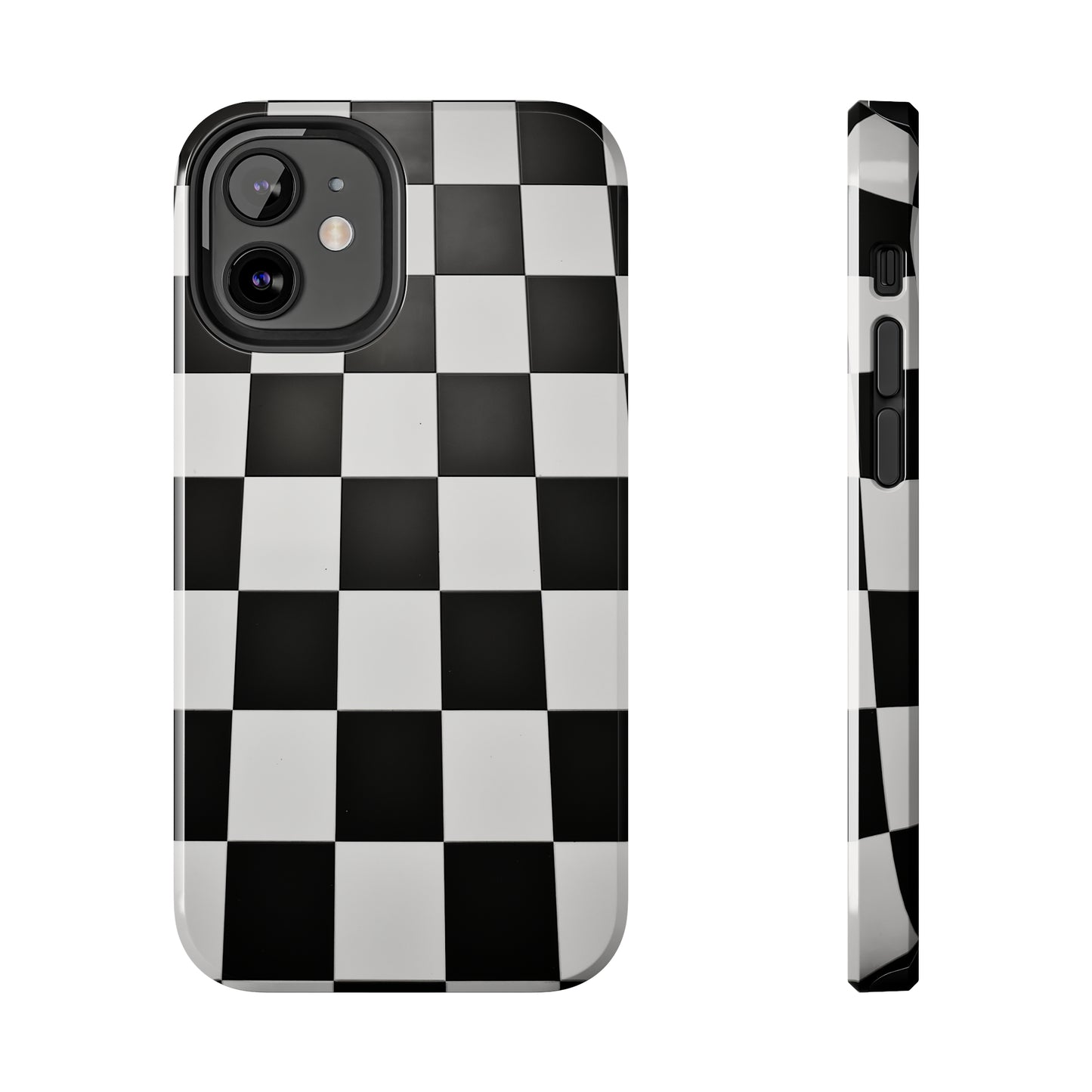 Checkered black and white, iPhone 7, 8, X, 11, 12, 13, 14, 15+ case.