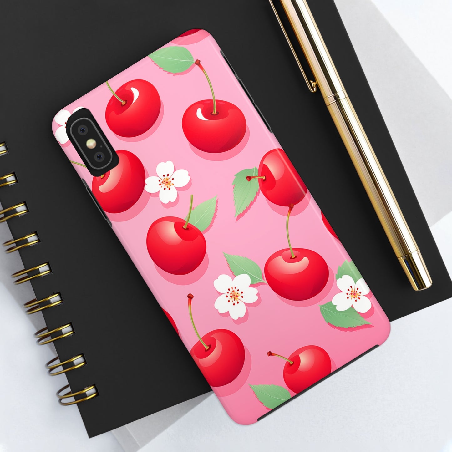 Cherries and Cherry Blossoms #03, iPhone 7, 8, X, 11, 12, 13, 14, 15+ case.