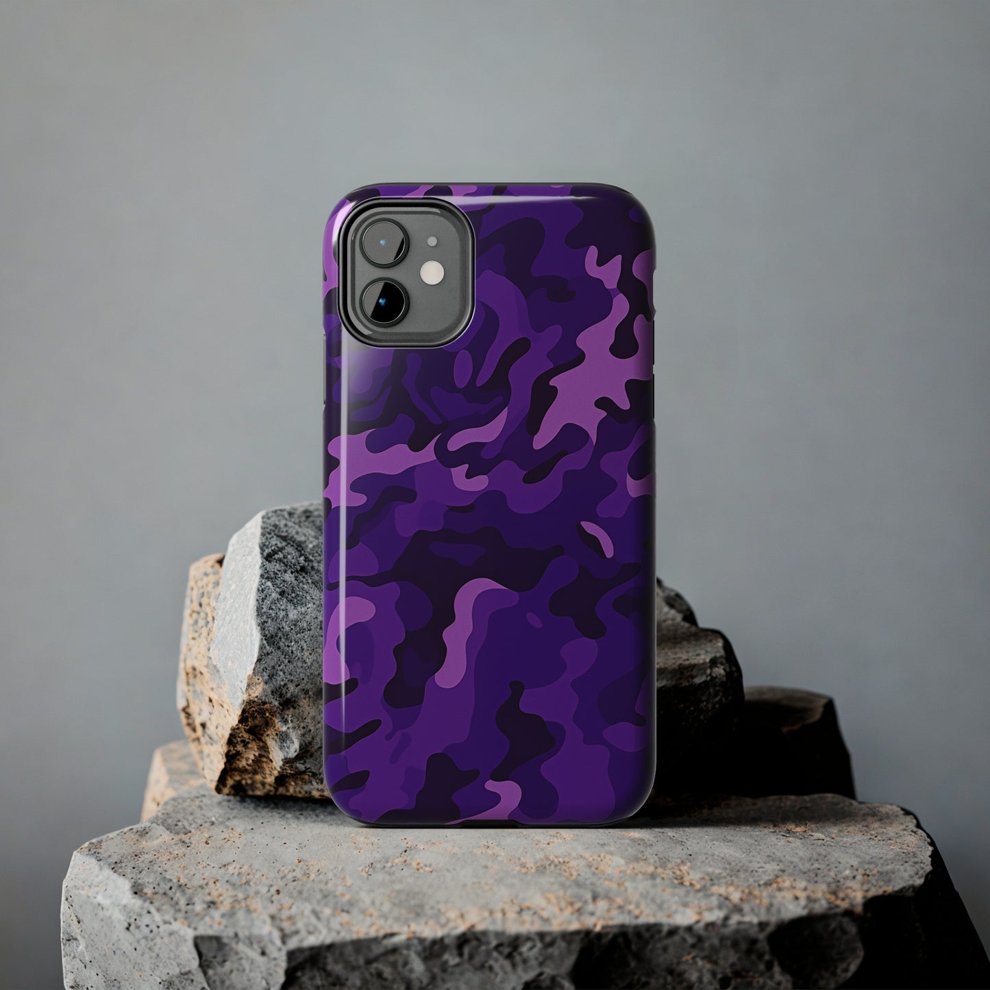 Purple Camouflage, iPhone 7, 8, X, 11, 12, 13, 14, 15+ case.