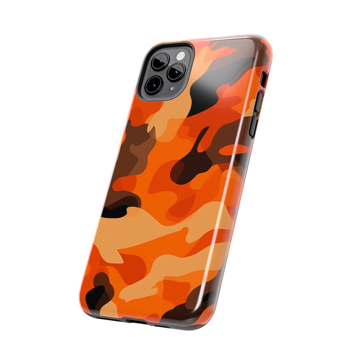 Orange Camouflage, iPhone 7, 8, X, 11, 12, 13, 14, 15+ case.