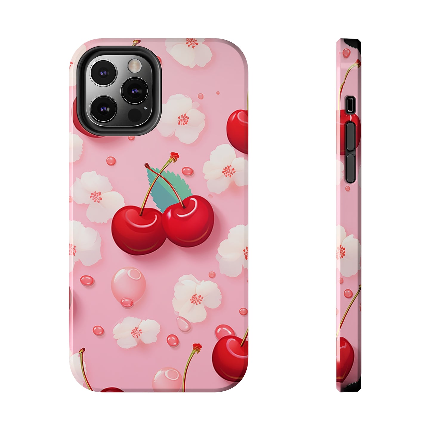 Cherries and Cherry Blossoms #02, iPhone 7, 8, X, 11, 12, 13, 14, 15+ case.